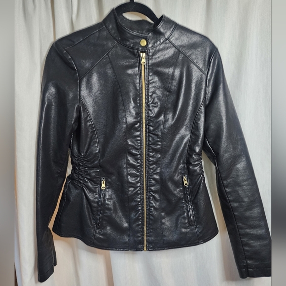 Baccini Faux Leather Motorcycle Jacket  Small - Picture 1 of 7